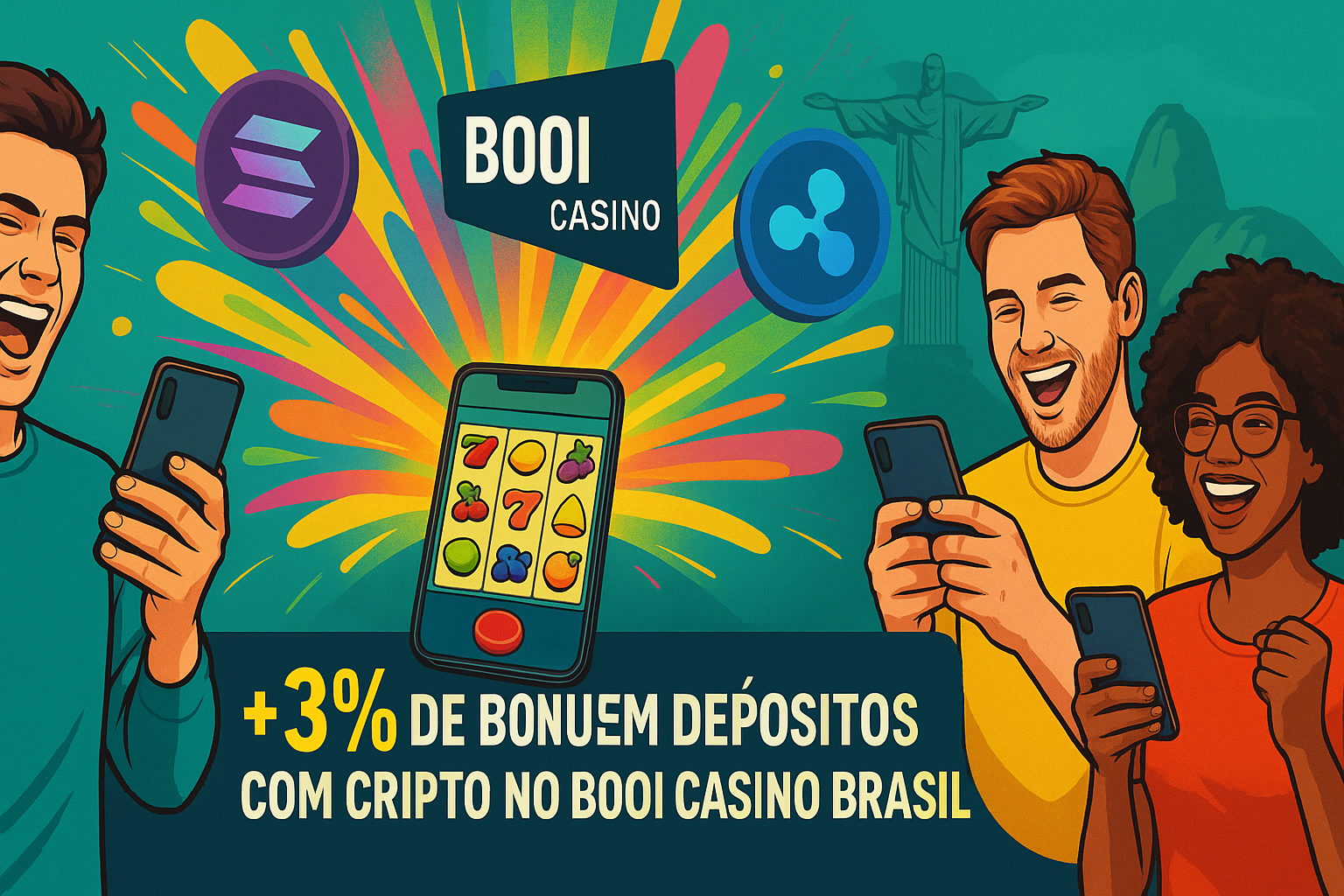 Jogadores brasileiros usando criptomoedas como Bitcoin e Solana no Booi Casino